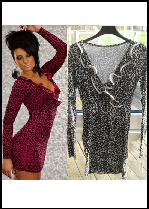 Grå leopard minikjole